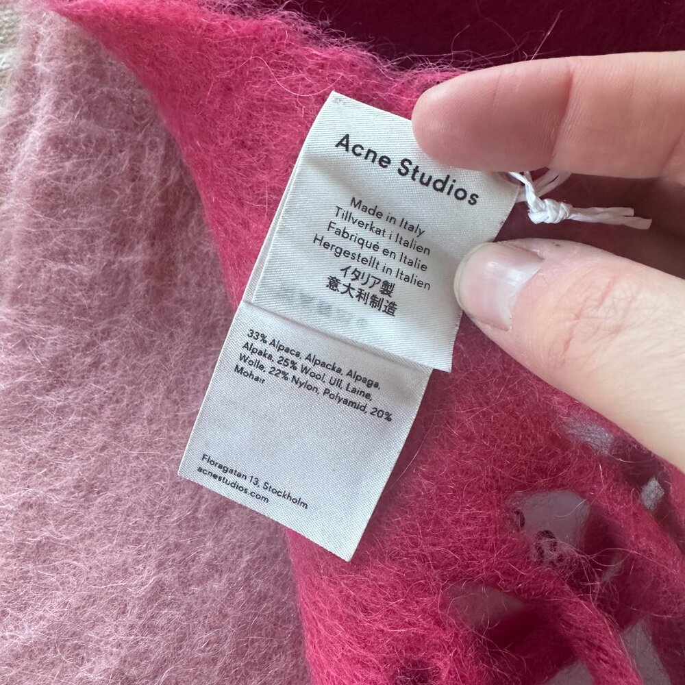 Acne Studios Ombré Mohair Blend Fringe Scarf - Pink - Picture 6 of 8